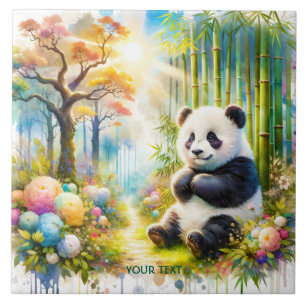 Fantasy Niedlich Panda Bamboo Forest Fliese