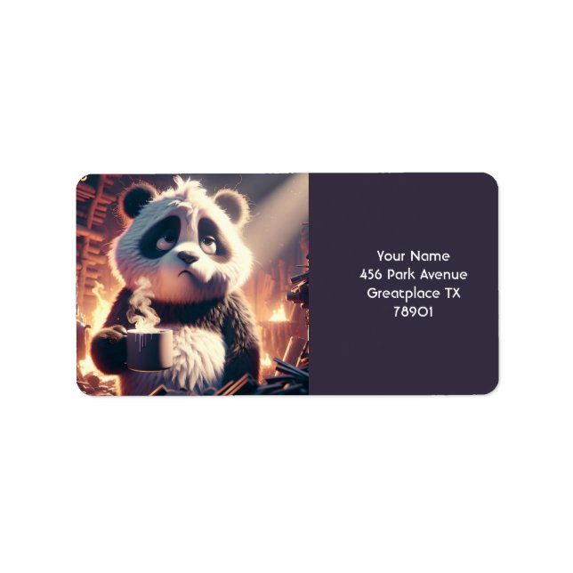 Fantasy Niedlich Panda Cup Kaffee Adressaufkleber (Vorne)