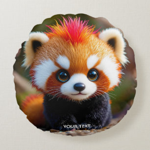 Fantasy Niedlich Panda Red Hai Rundes Kissen
