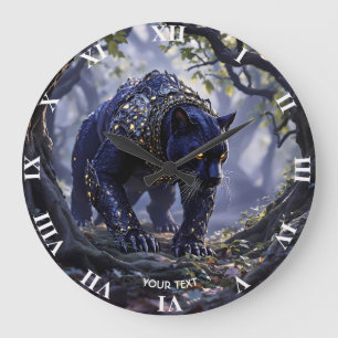 Fantasy Niedlich Panther Scale Armor Große Wanduhr