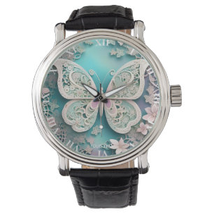 Fantasy Niedlich Pastel Filigree Butterfly Armbanduhr