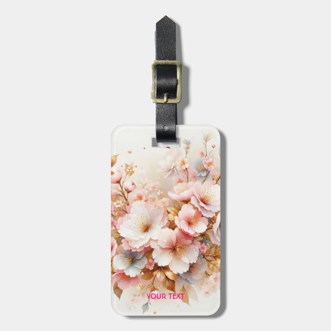 Fantasy Niedlich Pastell Pink Sakura Gepäckanhänger (Vorderseite vertikal)
