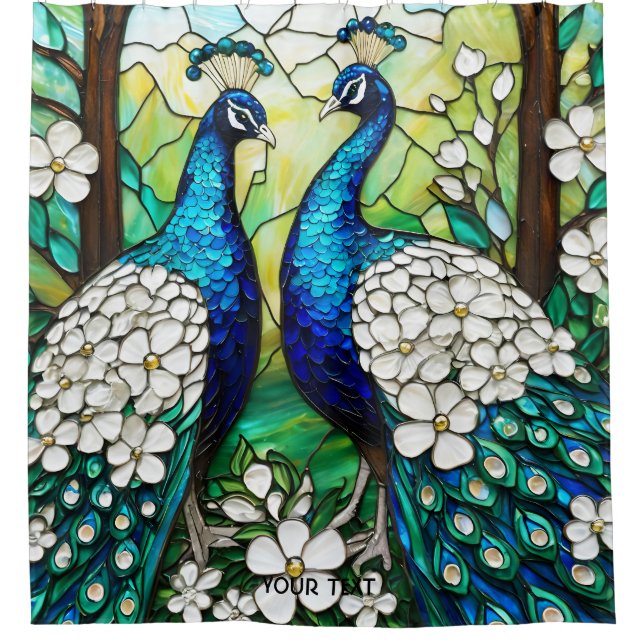 Fantasy Niedlich Peacock Festglas Duschvorhang (Vorderseite)