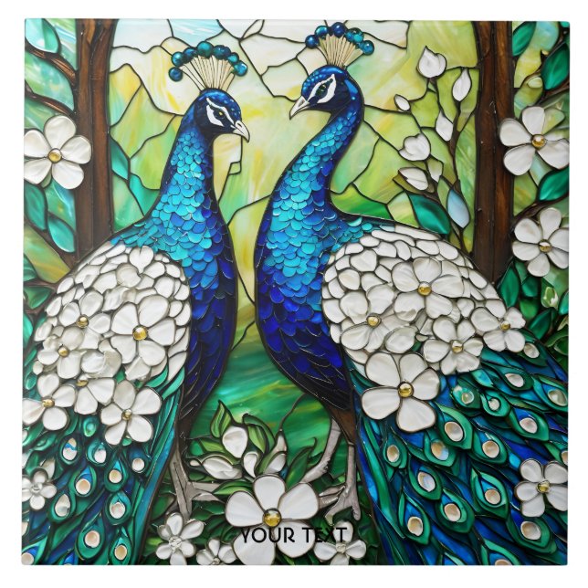 Fantasy Niedlich Peacock Festglas Fliese (Vorderseite)