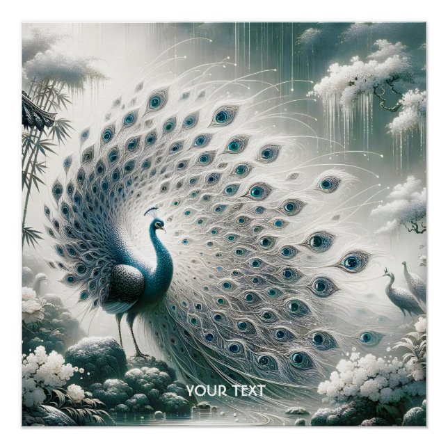 Fantasy Niedlich Peacock Rain Tree Poster (Vorderseite)