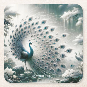 Fantasy Niedlich Peacock Rain Tree Rechteckiger Pappuntersetzer