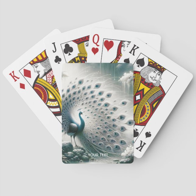 Fantasy Niedlich Peacock Rain Tree Spielkarten (Rückseite)