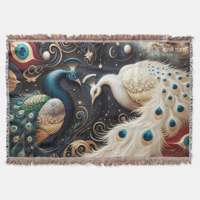Fantasy Niedlich Peacocks Crescent Feathers Decke (Vorderseite)