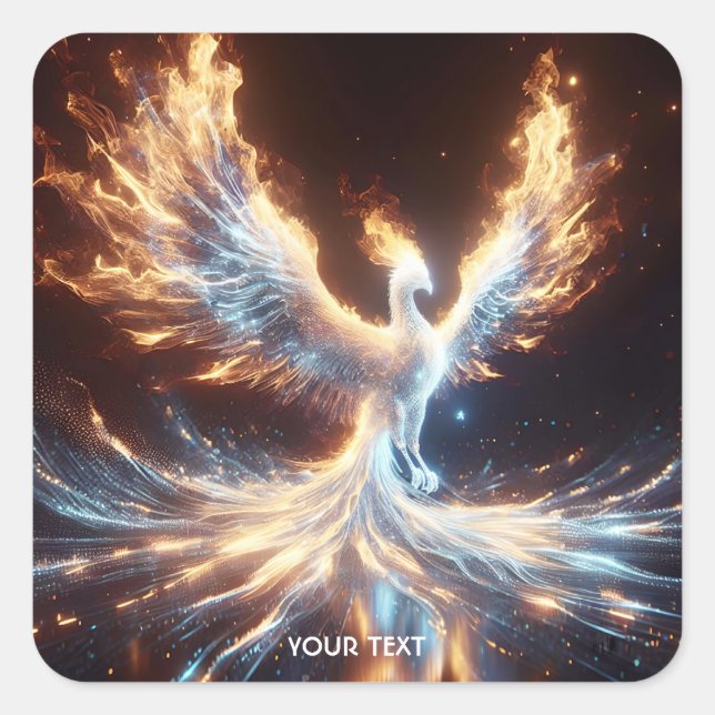 Fantasy Niedlich Phoenix Feuer Reborn Quadratischer Aufkleber (Vorderseite)