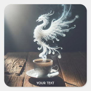 Fantasy Niedlich Phoenix Kaffeesrauchen Quadratischer Aufkleber