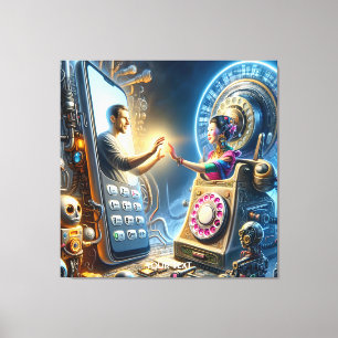Fantasy Niedlich Phones Roboter Männer Leinwanddruck