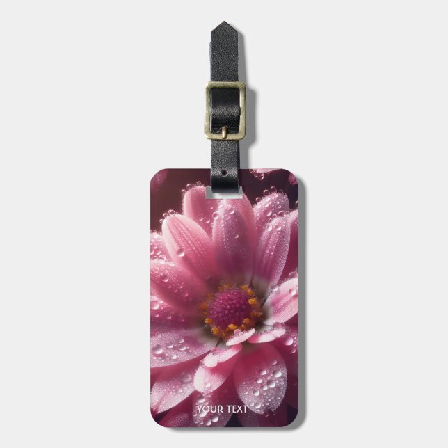 Fantasy Niedlich Pink Blume Dew Gepäckanhänger (Vorderseite vertikal)