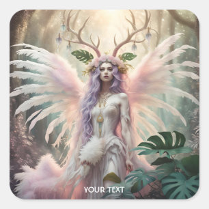 Fantasy Niedlich Pink Kreaturenwald Quadratischer Aufkleber