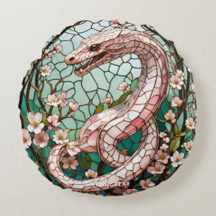 Fantasy Niedlich Pink Snake Sakura Rundes Kissen