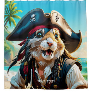 Fantasy Niedlich Pirate Cat Beach Duschvorhang