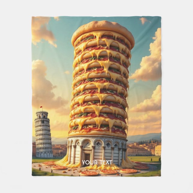Fantasy Niedlich Pisa Tower Pizza Fleecedecke (Vorderseite)