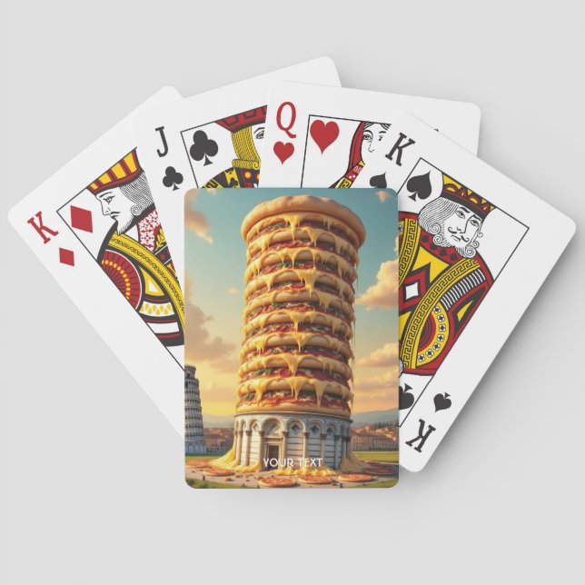 Fantasy Niedlich Pisa Tower Pizza Spielkarten (Rückseite)