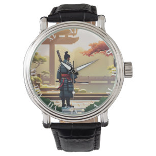 Fantasy Niedlich Pixel Art Samurai Armbanduhr