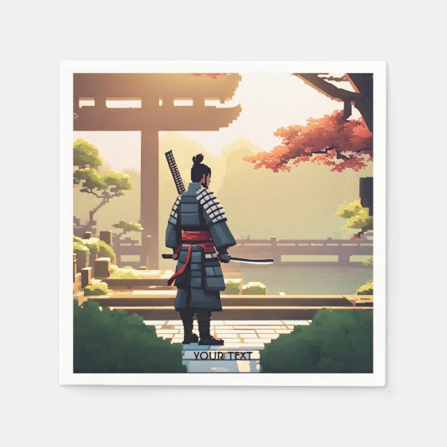 Fantasy Niedlich Pixel Art Samurai Serviette (Vorderseite)