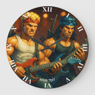 Fantasy Niedlich pixized Rock Band Große Wanduhr