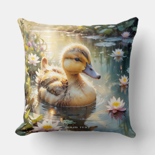 Fantasy Niedlich Playful Duckling Blume Kissen