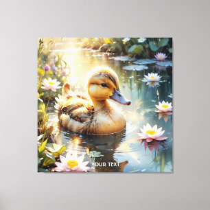 Fantasy Niedlich Playful Duckling Blume Leinwanddruck