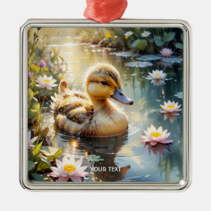 Fantasy Niedlich Playful Duckling Blume Ornament Aus Metall