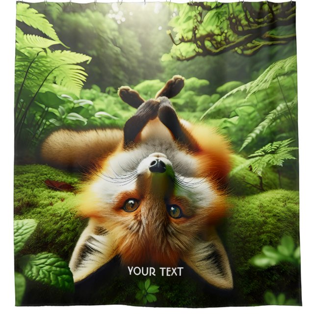 Fantasy Niedlich Playing Fox Forest Duschvorhang (Vorderseite)