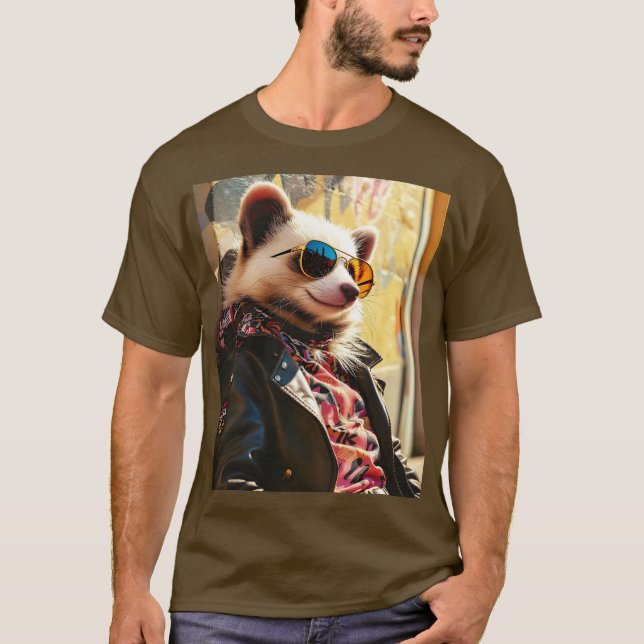 Fantasy Niedlich Possum Leather Jacket T-Shirt (Vorderseite)