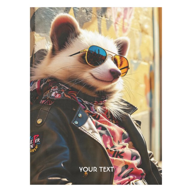 Fantasy Niedlich Possum Leather Jacket Tischdecke (Vorderseite)