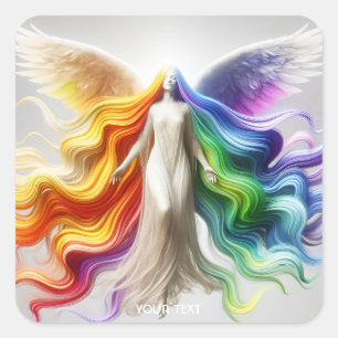 Fantasy Niedlich Pride Rainbow Angel Quadratischer Aufkleber