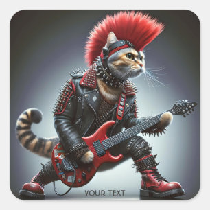 Fantasy Niedlich Punk Pink Cat Quadratischer Aufkleber