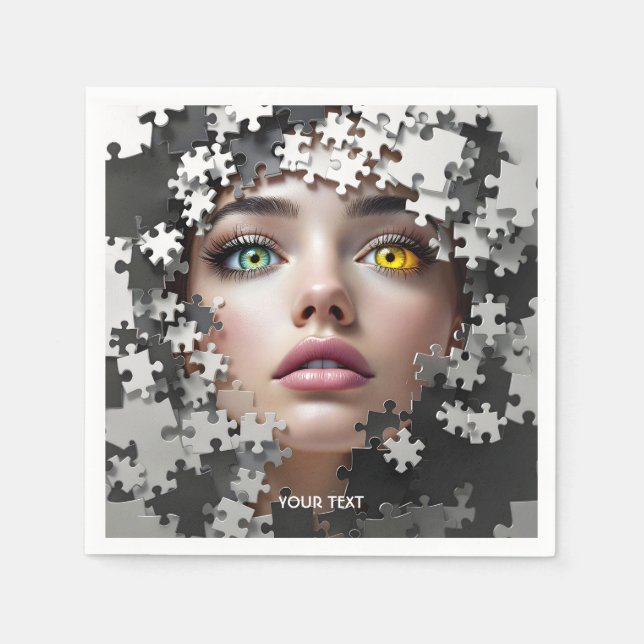 Fantasy Niedlich Puzzle Girl Face Serviette (Vorderseite)