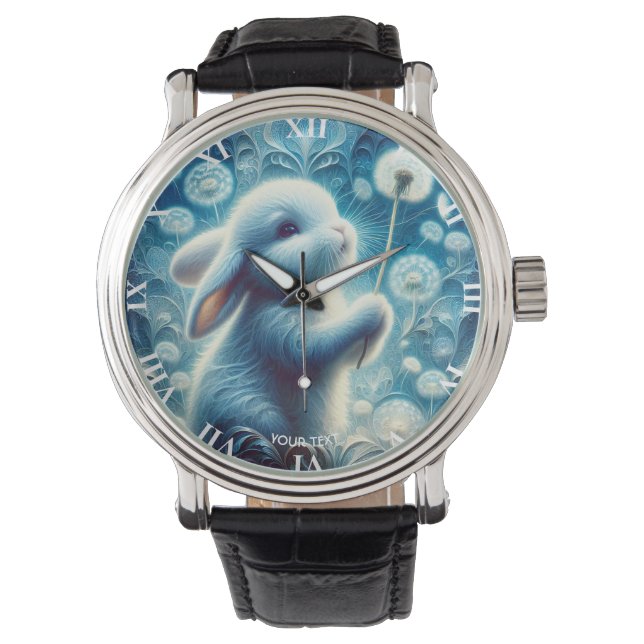 Fantasy Niedlich Rabbit Bunny Blume Armbanduhr (Vorderseite)
