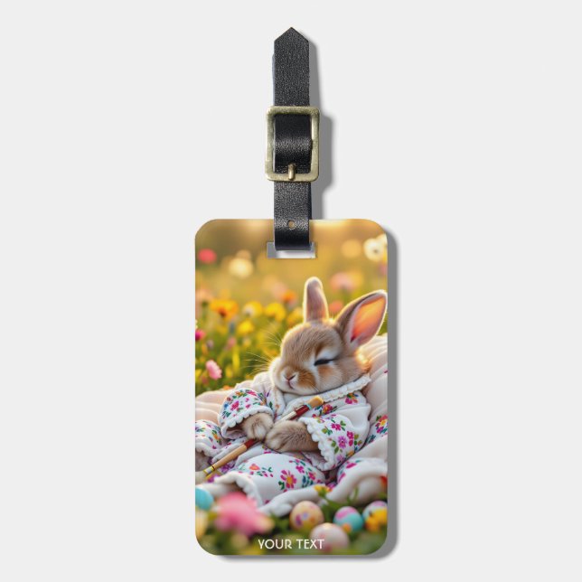 Fantasy Niedlich Rabbit Painter Blume Gepäckanhänger (Vorderseite vertikal)
