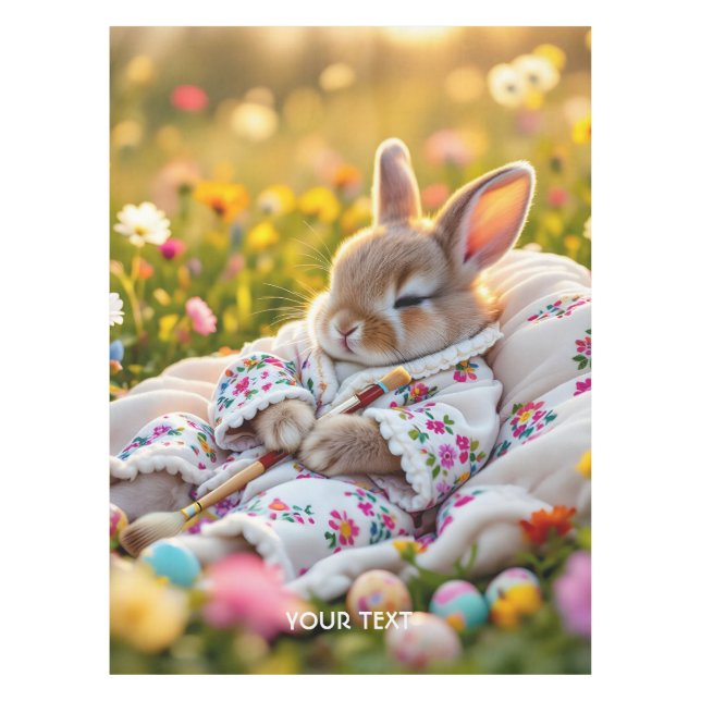 Fantasy Niedlich Rabbit Painter Blume Tischdecke (Vorderseite)