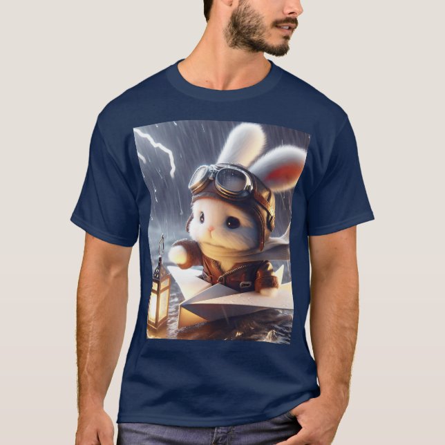 Fantasy Niedlich Rabbit Post Lantern T-Shirt (Vorderseite)