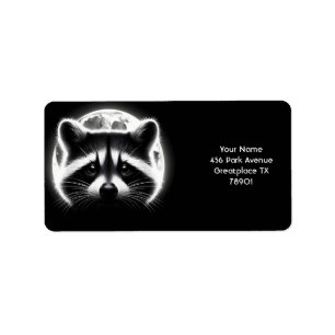 Fantasy Niedlich Racoon Face Moon Adressaufkleber