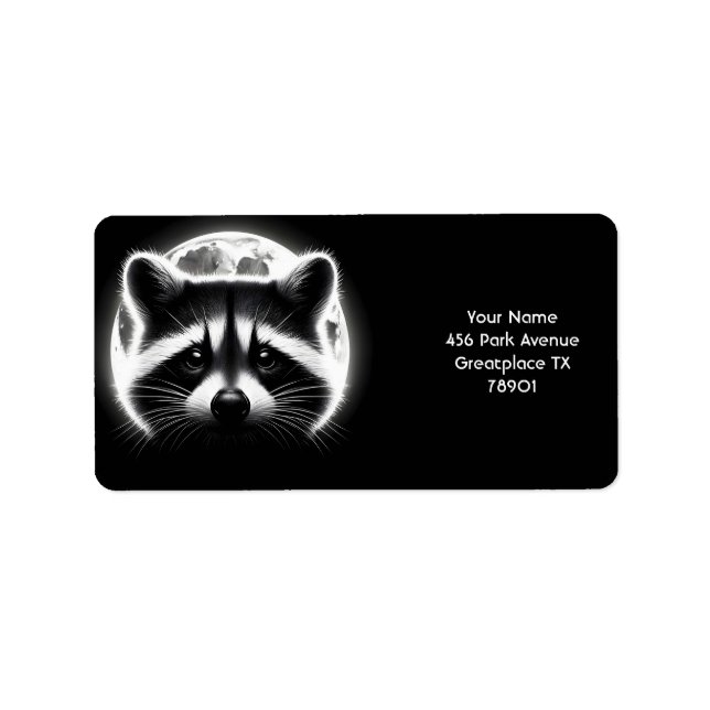 Fantasy Niedlich Racoon Face Moon Adressaufkleber (Vorne)
