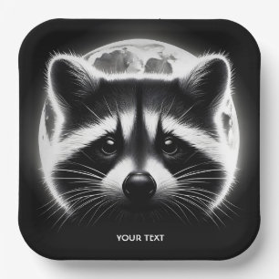 Fantasy Niedlich Racoon Face Moon Pappteller