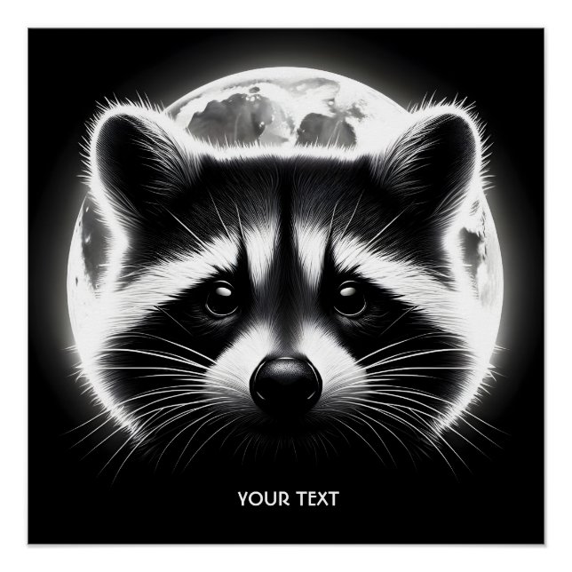 Fantasy Niedlich Racoon Face Moon Poster (Vorderseite)