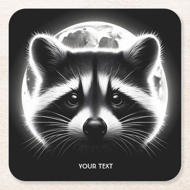 Fantasy Niedlich Racoon Face Moon Rechteckiger Pappuntersetzer (Vorderseite)
