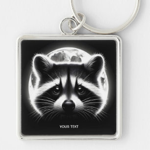 Fantasy Niedlich Racoon Face Moon Schlüsselanhänger