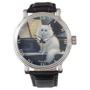 Fantasy Niedlich Ragdoll Chat Auf Piano Armbanduhr