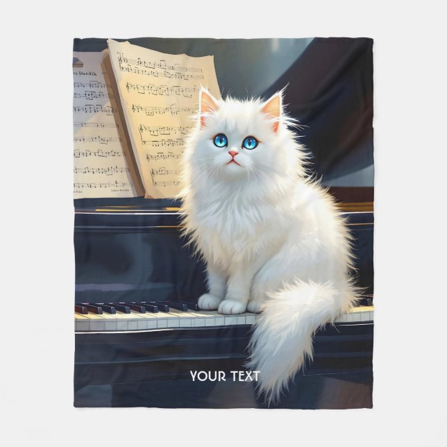 Fantasy Niedlich Ragdoll Chat Auf Piano Fleecedecke (Vorderseite)