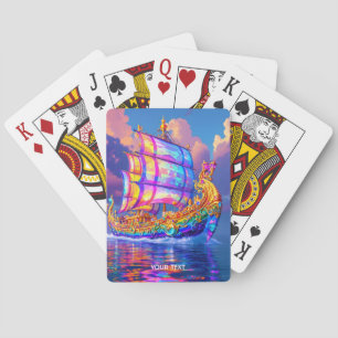 Fantasy Niedlich Rainbow Colors Ship Spielkarten