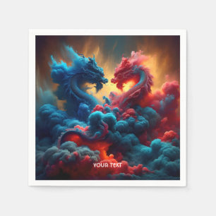 Fantasy Niedlich Red Blue Dragons Serviette