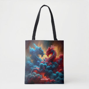 Fantasy Niedlich Red Blue Dragons Tasche