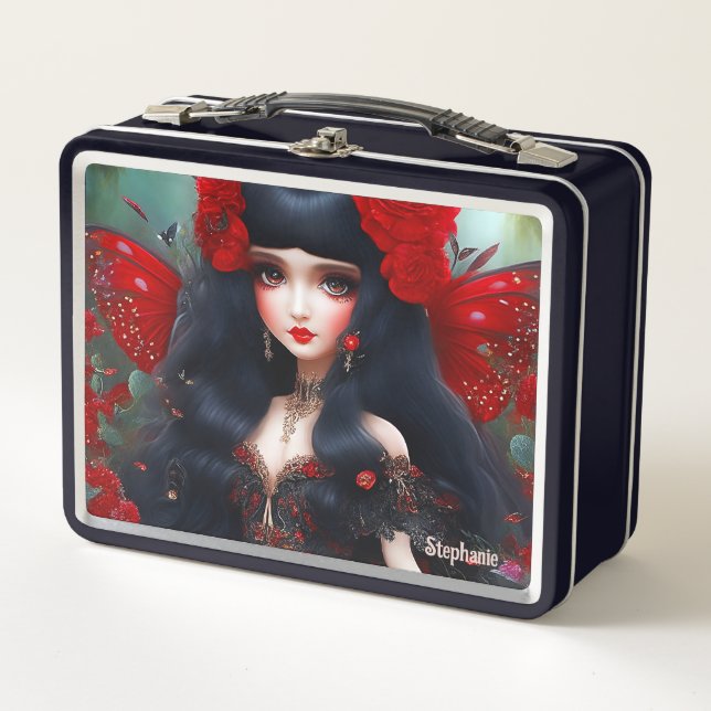 Fantasy Niedlich Red Faicess Princess Metall Brotdose (Vorderseite)