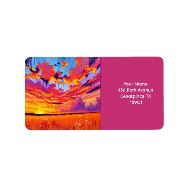 Fantasy Niedlich Red Orange Field Adressaufkleber (Vorne)